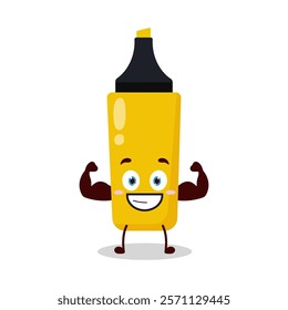 cute masculine healthy athlete expression of yellow highlighter cartoon character
