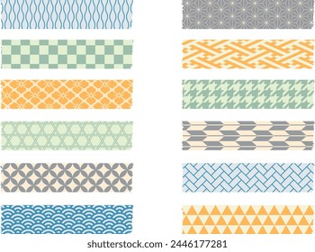 A cute masking tape set with Japanese patterns.