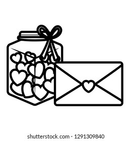 cute mason jar with love hearts and envelope