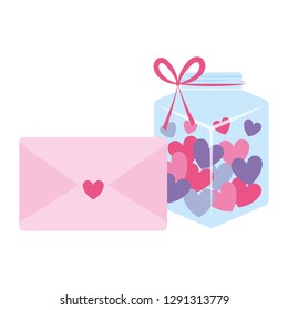 cute mason jar with love hearts and envelope