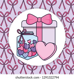 cute mason jar with love hearts and gift