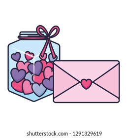 cute mason jar with love hearts and envelope