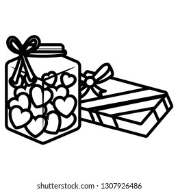 cute mason jar with love hearts and gift