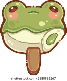 cute matcha green tea ice cream shaped like a cute frog, can be use for decorative sticker for journaling or social media advertising