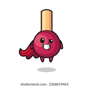the cute matches character as a flying superhero , cute style design for t shirt, sticker, logo element