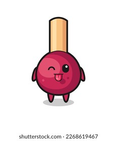 cute matches character in sweet expression while sticking out her tongue , cute style design for t shirt, sticker, logo element