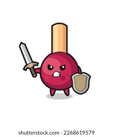 cute matches soldier fighting with sword and shield , cute style design for t shirt, sticker, logo element