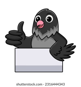 Cute mauve gray masked lovebird cartoon giving thumb up