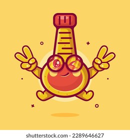 cute mayonnaise bottle character mascot with peace sign hand gesture isolated cartoon in flat style design
