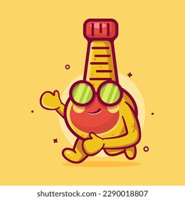 cute mayonnaise bottle character mascot running isolated cartoon in flat style design