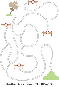 Kleines Labyrinth für Kinder. Hilf dabei, Wege zu Bergen zu finden. Kinder lernen Spiele. Schwarz-Weiß, Linie Kunst. Aktivitätsseite.