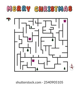 Süße Labyrinth Färbung Weihnachten Vektorgrafik