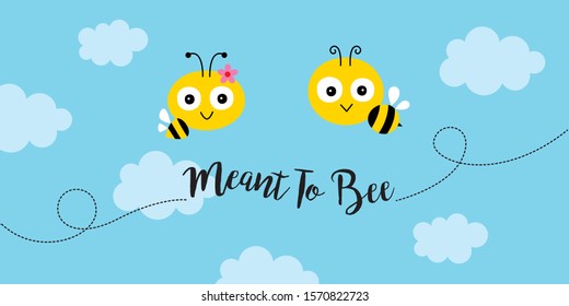 cute meant to bee wedding greeting card