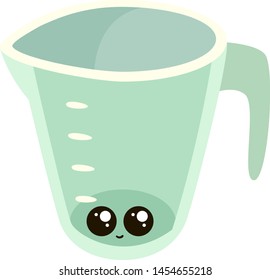 Cute la taza de medida, ilustración, vector sobre fondo blanco.