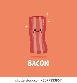 Cute meat logo illustration. Minimalist bacon food icon design, suitable for shop and web