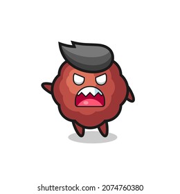cute meatball cartoon in a very angry pose , cute style design for t shirt, sticker, logo element