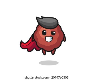 the cute meatball character as a flying superhero , cute style design for t shirt, sticker, logo element
