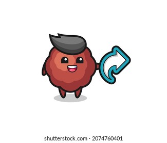 cute meatball hold social media share symbol , cute style design for t shirt, sticker, logo element