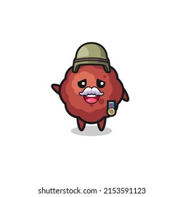 cute meatball as veteran cartoon , cute design