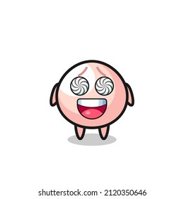 cute meatbun character with hypnotized eyes , cute style design for t shirt, sticker, logo element