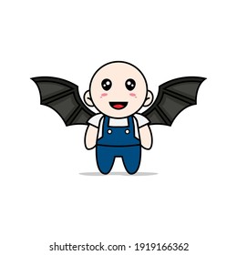 Personaje mecánico lindo con traje de murciélago. Concepto de diseño de mascota