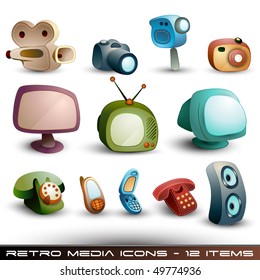 Cute Media Icons - Vector Set