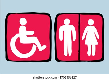 Cute medical airport loo website closet set on white enter door. Outline black hand drawn simple flat web ui gent baby parent family partner logo label button design. Modern art contour cartoon style