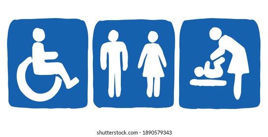 Cute medical airport loo website closet set on white enter door. Outline black hand drawn simple flat web ui gent baby parent family partner logo label button design. Modern art contour cartoon style