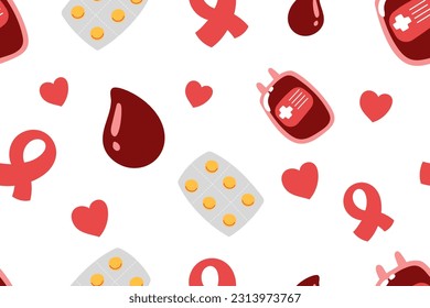 Cute Medical Seamless Pattern Perfect Kids Apparel Trendy Cartoon Textile for Healthcare nursery Hospital Clinic Wrapping Collage Drug Pharmacy Emergency Doctor Print Vector Illustrations