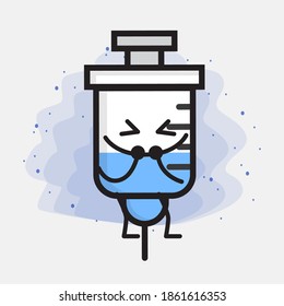 Cute Medical Syringe Vector Icon Illustration