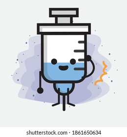 Cute Medical Syringe Vector Icon Illustration