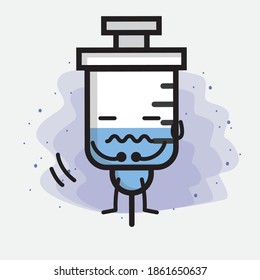 Cute Medical Syringe Vector Icon Illustration