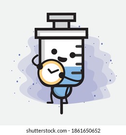 Cute Medical Syringe Vector Icon Illustration