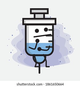 Cute Medical Syringe Vector Icon Illustration