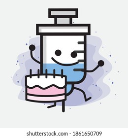 Cute Medical Syringe Vector Icon Illustration