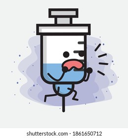 Cute Medical Syringe Vector Icon Illustration