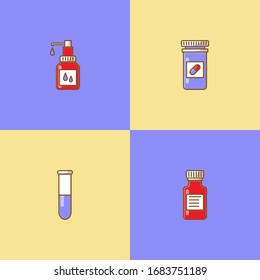 Cute Medicine Cartoon Package Vector Icon Illustration. Health And Medical Icon Concept. Flat Cartoon Style