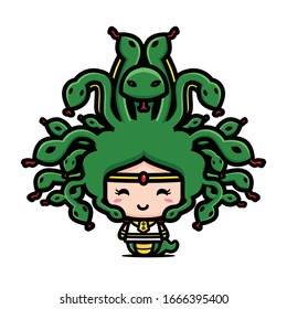 cute medusa character vector design