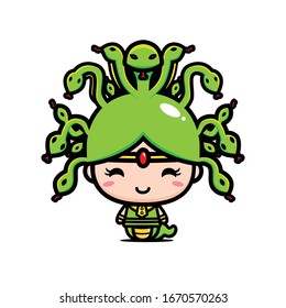 cute medusa character vector design