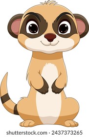 Cute meerkat cartoon on white background