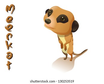 cute meerkat cartoon vector standing on white background