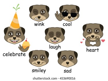 Cute meerkat expression set