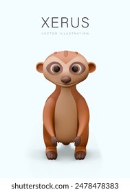 Cute meerkat on blue background. Flash card for learning new word