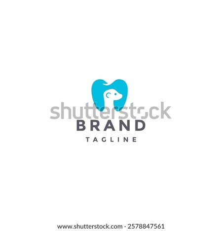 Cute Meerkat Silhouette Inside Teeth Logo design. Blue Teeth With Meerkat Silhouette Inside Logo Design.