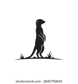 Cute meerkat silhouette vector flat illustration design.
