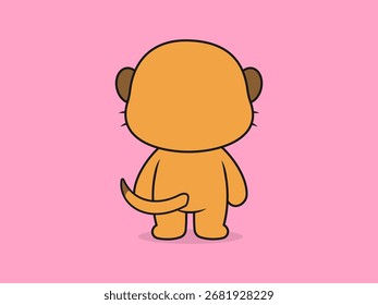Cute Meerkat Standing Back Pose – Flat Vector Cartoon Illustration of a Meerkat Character.
