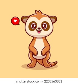 Cute Meerkat Standing Cartoon Vector Icon Illustration. Animal Nature Icon Concept Isolated Premium Vector. Flat Cartoon Style