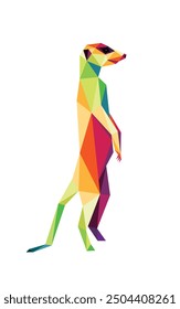 Cute Meerkat Standing in Colorful Abstract Polygon. Colorful Low Poly Vector of Standing Meerkat. Standing Cute Meerkat Colorful Logo Abstract vector