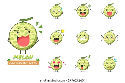 Cute melon character illustration set 2