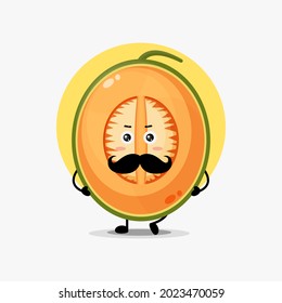 Cute melon character with mustache